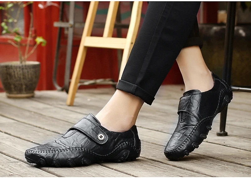 Handmade Genuine Leather Men Shoes Luxury Brand Italian Casual Mens Loafers Breathable Driving Shoes Slip on Moccasins 38-47