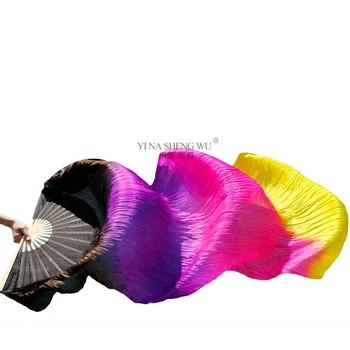 

Belly Dance Fans For Right hand 1pc Right hand Handmade Dyed Fan Bellydance Real Silk Long Fan Gradient Color Unisex Fan 5 Sizes