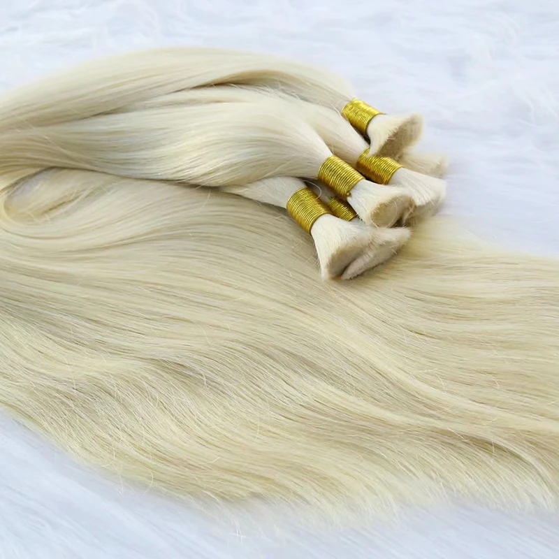Raw Chinese Virgin Straight 100% Human Braiding Hair Bulk Machine Made #613 #4 #27 No Weft Remy Human Hair Bulk Natural
