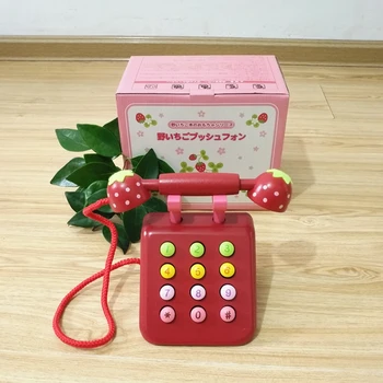 

Baby Toys Strawberry Wooden Telephone Toys Children Wooden Toys Play House Birthday Gift Girl Boy