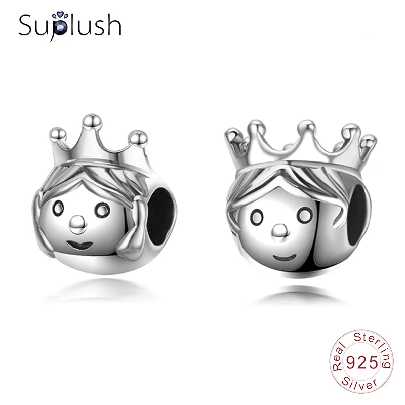 Suplush принцесса и принц Подвески 100% стерлингового серебра 925 модные ювелирные бусы