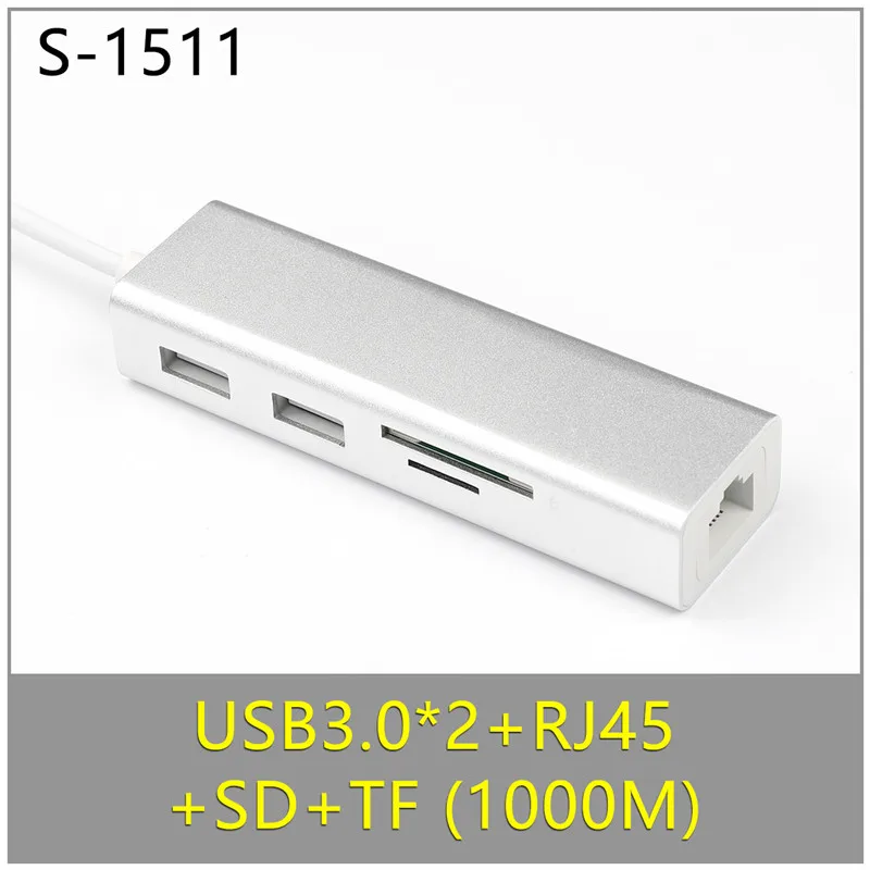 Type-C концентратор 3 USB 3,0 концентратор HDMI/VGA/RJ45 адаптер Thunderbolt 3 USB-C данных TF SD PD слот концентратор для Macbook Pro Air 13 15 16 - Цвет: TC-1511