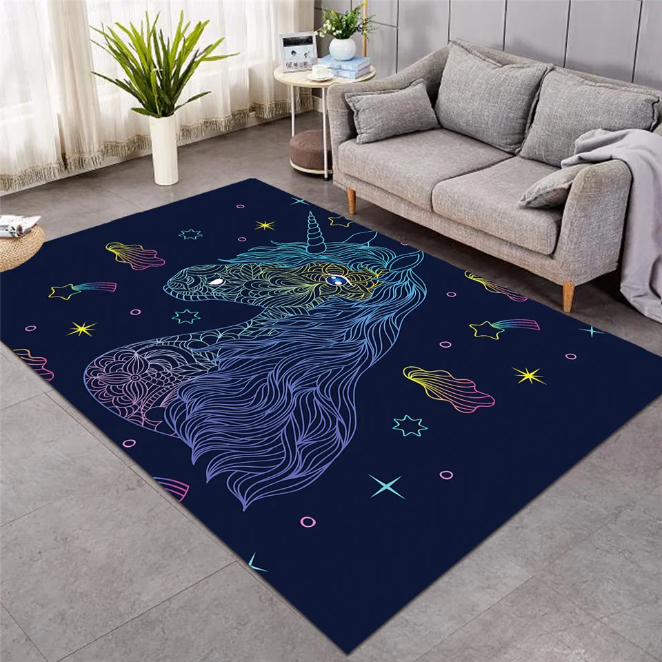 Neon Unicorn Large Carpets for Living Room