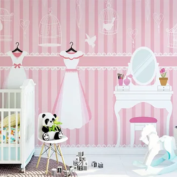 

Custom 3D Wall Mural Cartoon Pink Lace Girl Children's Room Wallpaper Creative Background Wall Decor Self-Adhesive Wall Stickers