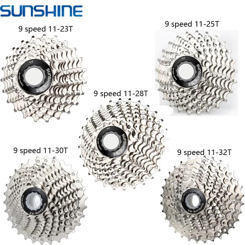 

SUNSHINE MTB Bike Freewheel 9S 11-25 28 32T MTB Mountain Bike Flywheel 9 Speed Cassette Sprocket For Shimano Sram