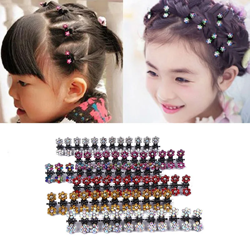 12 Stuks Kleine Bloem Strass Haar Clips Haarspelden Voor Vrouwen