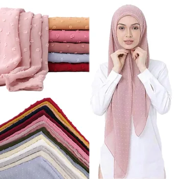 

Popular Malaysia Indonesia Scarf Ball Flocking Pearl Chiffon Cover Muslim Scarf Ramadan Soft Hijab Shawls Headscarf Islamic Wrap