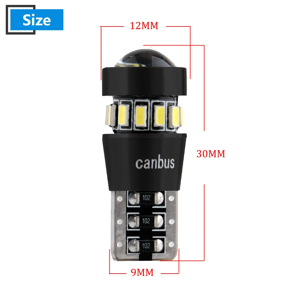2X W5W T10 Canbus 3014 18 SMD линзы Светодиодная лампа без ошибок поворот парковка дверной