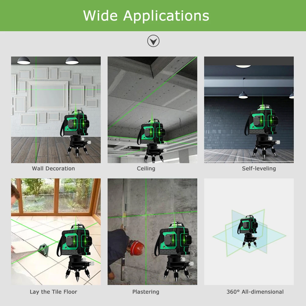 Лазерный нивелир 12 линий пыле Lazer уровни с Поворотная база 3D красный зеленый лазерный нивелир 360 Self-уровень выравнивания инструмент