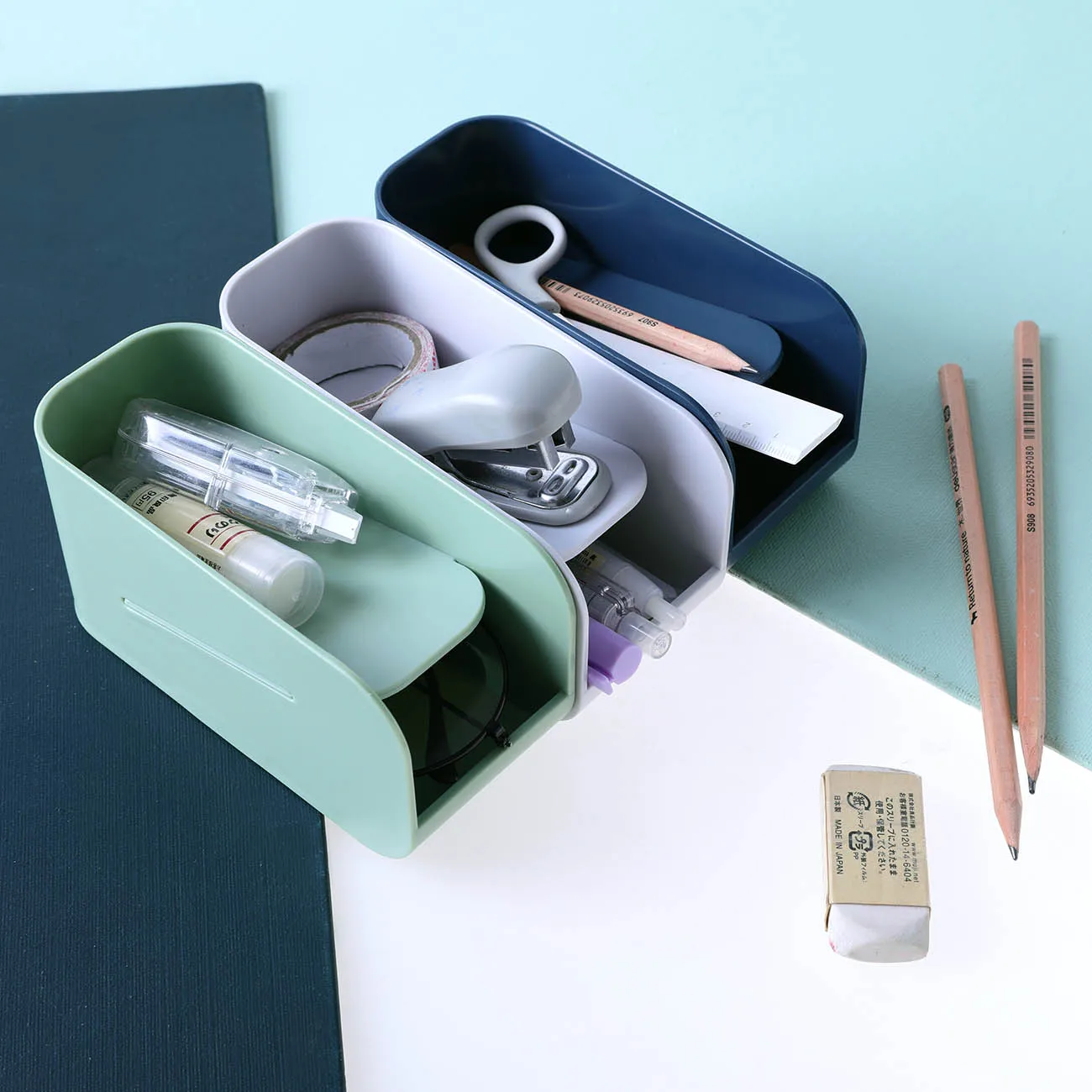 Двухслойная магнитная ручка коробка офисная настольная коробка для хранения мелочей многофункциональная канцелярская отделочная коробка для студентов