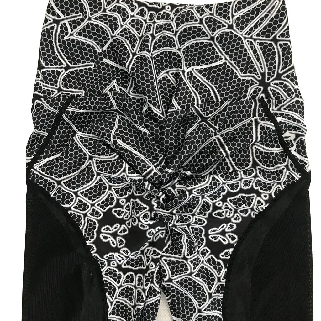 Ladies'printed открытый высокая талия бедра и низ брюки костюм для фитнеса и йоги
