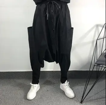 

New hair stylist fashion loose harem pants tide male hip hop personality big squirrel pants men trousers