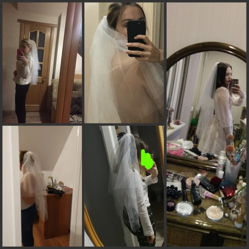 

In stock voile Short Veil Cheap wedding accessories Welon veu de noiva Bridal Veil
