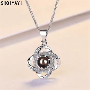 

SHQIYAYI Stainless Steel 100 Language I Love You Necklace Pendants For Women Fashion Jewelry Gift For Party Best Friend 441