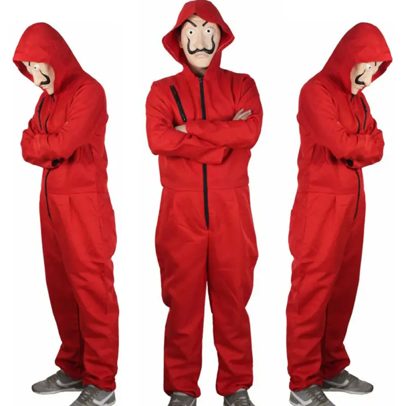 

Halloween Salvador Dali Cosplay Papel Costume Money Heist Jumpsuit Mask Outfits