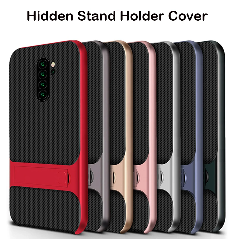 Ультратонкий чехол со скрытым держателем для Xiaomi Redmi Note 7 8, чехол из мягкого силикона и жесткого поликарбоната, противоударный чехол для Redmi 7 Pro 8 Pro Shell