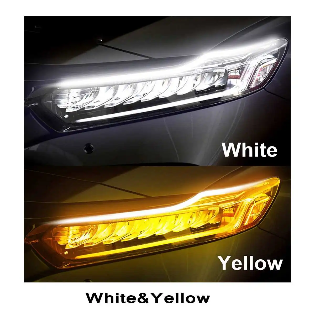 2x ультратонкие DRL 30 см дневные ходовые огни Гибкая мягкая трубка направляющая автомобильная светодиодная лента белый красный указатель поворота желтый Водонепроницаемый - Цвет: White Yellow