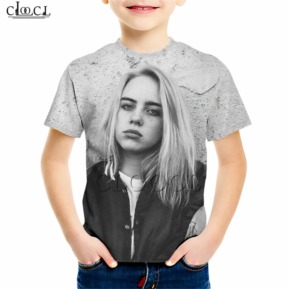 Подростковая Детская футболка с 3D принтом «Love Idol Genius Music Girl Billie Eilish», уличная одежда для мальчиков и девочек, повседневные топы для скейтборда - Цвет: Kids T shirt 13