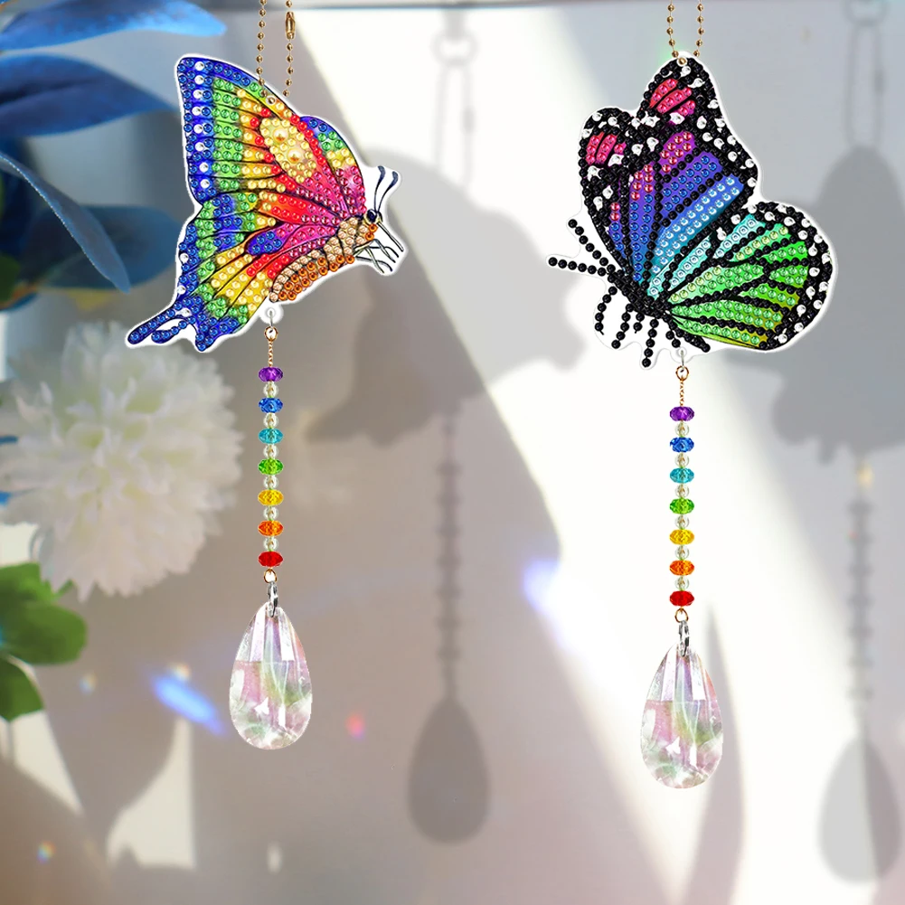 DIY Diamond Painting Crystal Wind Chimes Pendant Sun Light Catching Rainbow Make Jewelry Hanging Mosaic Rhinestone Decor 1/2pcs diamond painting