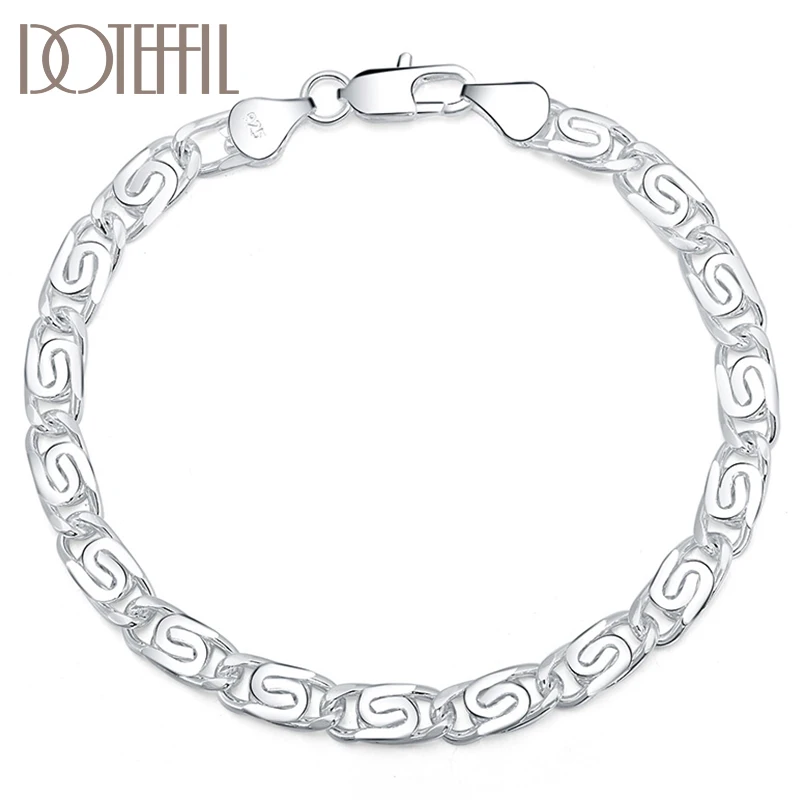 

DOTEFFIL 925 Sterling Silver Geometry Bracelet For Women Man Wedding Engagement Party Fashion Jewelry