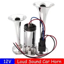 Motorcycle Car 12V Compressor Air Horn with Wires Relay Dual Trumpet 110DB Super Loud Horn Bocina for Boat Lorry Truck Auto