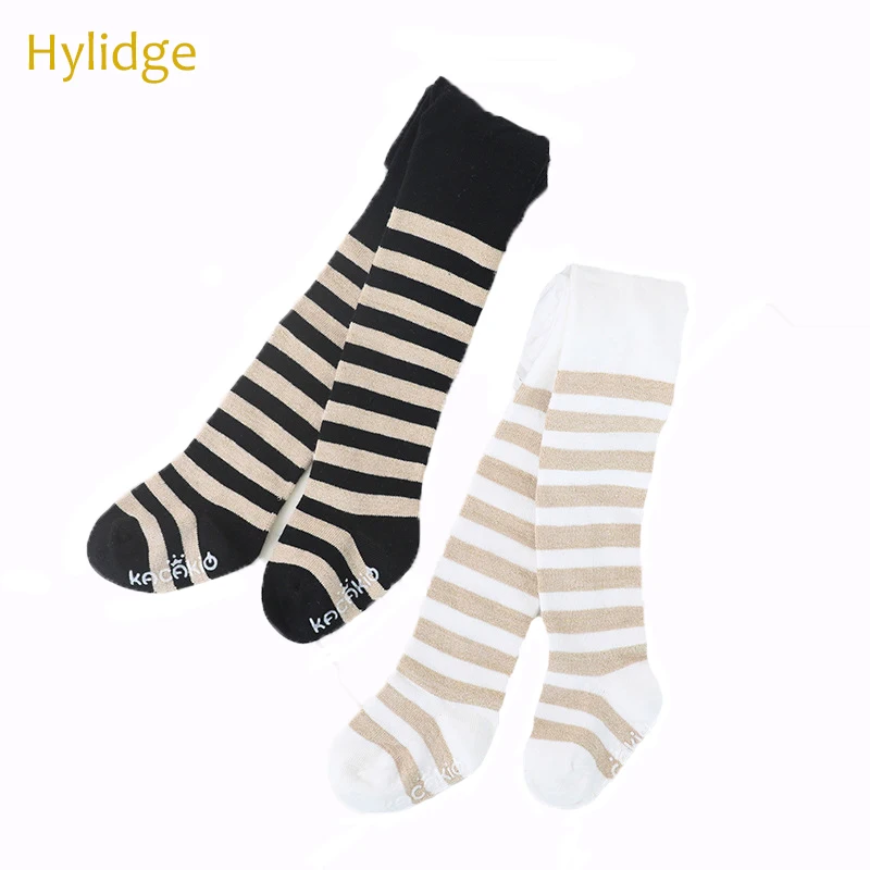 

Hylidge Sweet Princess Children Kids Pantyhose Girls Tights Soft Cotton Baby Infant Tight Pants Gold Color Striped Dance Tights