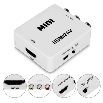 

SOONHUA Digital HDMI To RCA Composite Video Audio AV CVBS Adapter Converter Mini HDMI To AV Signal Converters With USB Cable