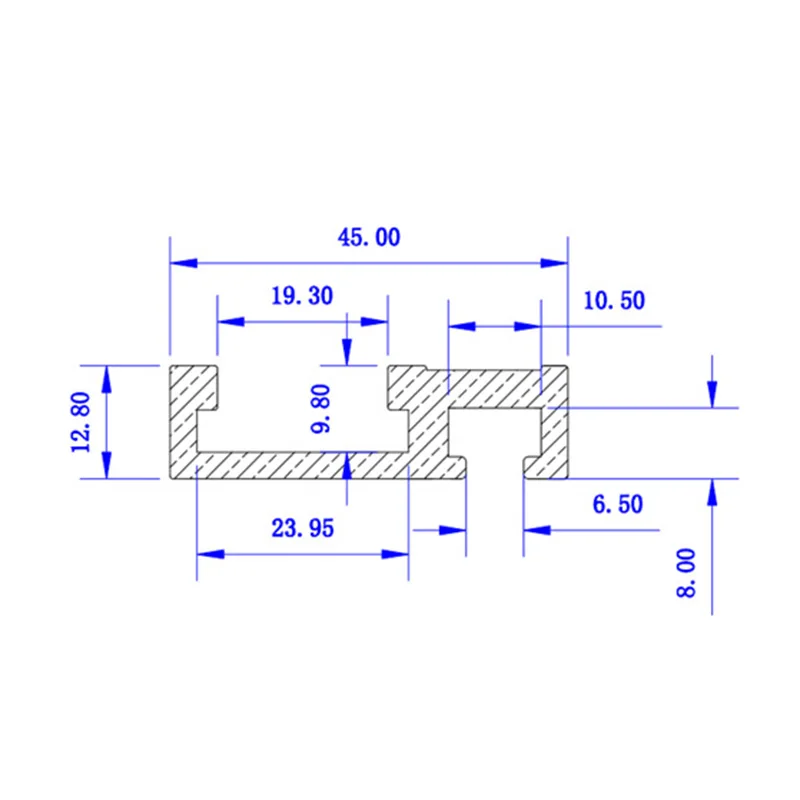 600mm Standard Aluminium T-track 45mm Width with Self Adhesive Metric Scale pole slider table saw miter fence woodworking tools
