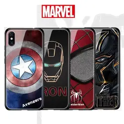 Марвел Мститель чехол из закаленного стекла для iPhone 11 Pro Max 8 7 6S Plus 7Plus 8Plus XR XS Ironman Captain Logo Phone Cover Coque