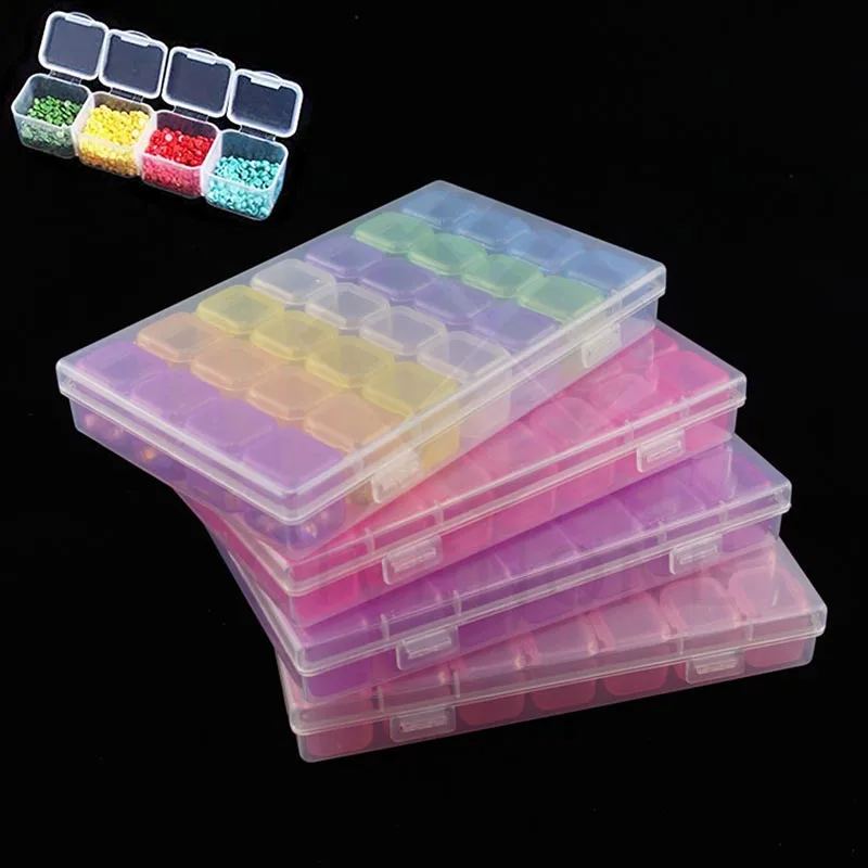 

28 Grids Separate Slots Empty Storage Box Grids Jewelry Beads Display Storage Case Clear Nail Art Rhinestones Tools Organizer