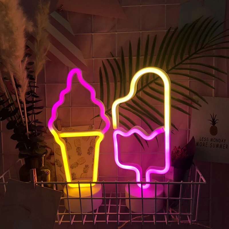 LED Neon Light Sign Popsicle Lamp for Ice Cream Shop Pastry Display Restaurant Bar Holiday Decor Christmas Night light | Освещение