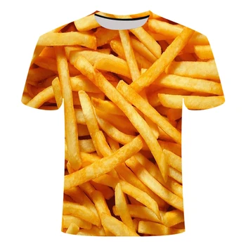 

French fries 3D printed T-shirt fun beer drink T-shirt streetwear tops short-sleeved clothing unisex Asian size S-6XL