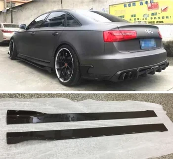 

High Quality Carbon Fiber Side Body Skirts Kit Lip Splitters Cover For Audi A6 S6 RS6 C7 C7.5 C8 2005-2021
