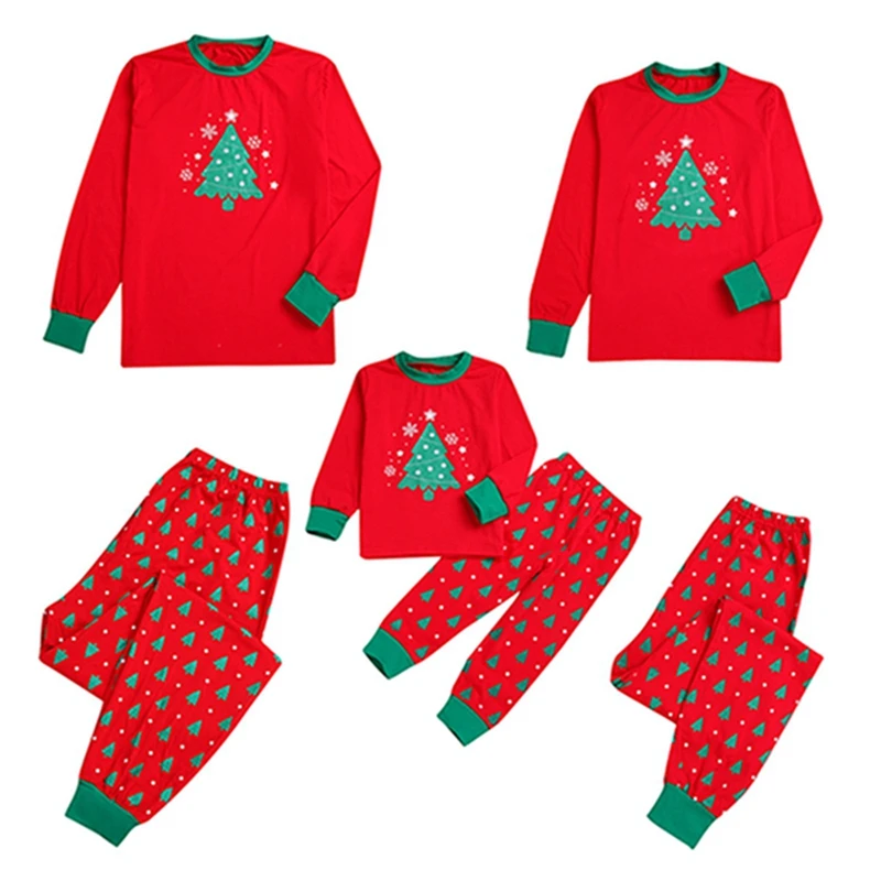 Одинаковые Семейные пижамы; Рождественская одежда для сна с Санта Клаусом; хлопковые детские пижамы; рождественские пижамы; одинаковые пижамы для всей семьи - Цвет: Красный