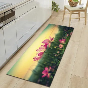 

Lotus Flower Series Floor Mat Non-Slip Absorption 100% Polyestry Entrance Doormat Floor Carpet For Living Room Kitchen Rug Mat