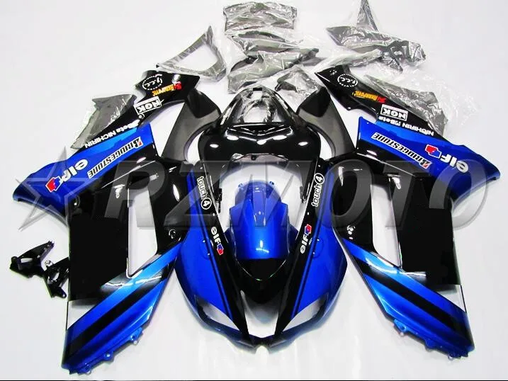 ABS Полный комплект обтекателя подходит для Kawasaki ZX6R 2007 2008 мотоцикл Обтекатели ZX-6R 07 08 Ninja 636 синий черный эльф Комплект кузова