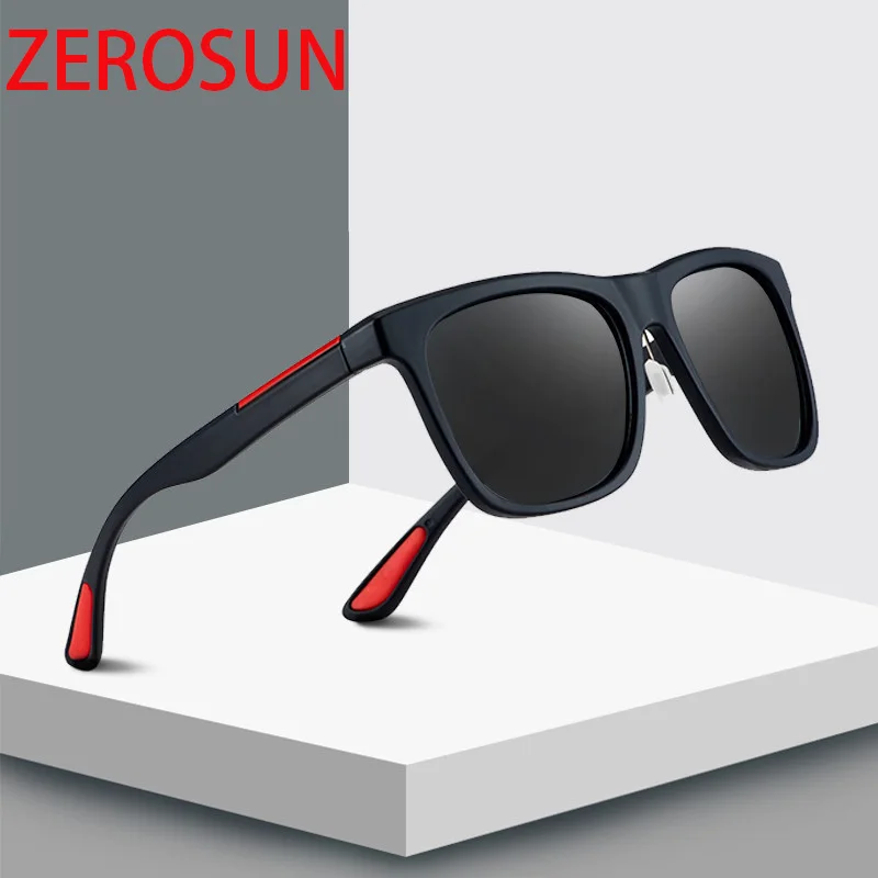 Мужские и женские Квадратные Солнцезащитные очки Zerosun матовые черные для