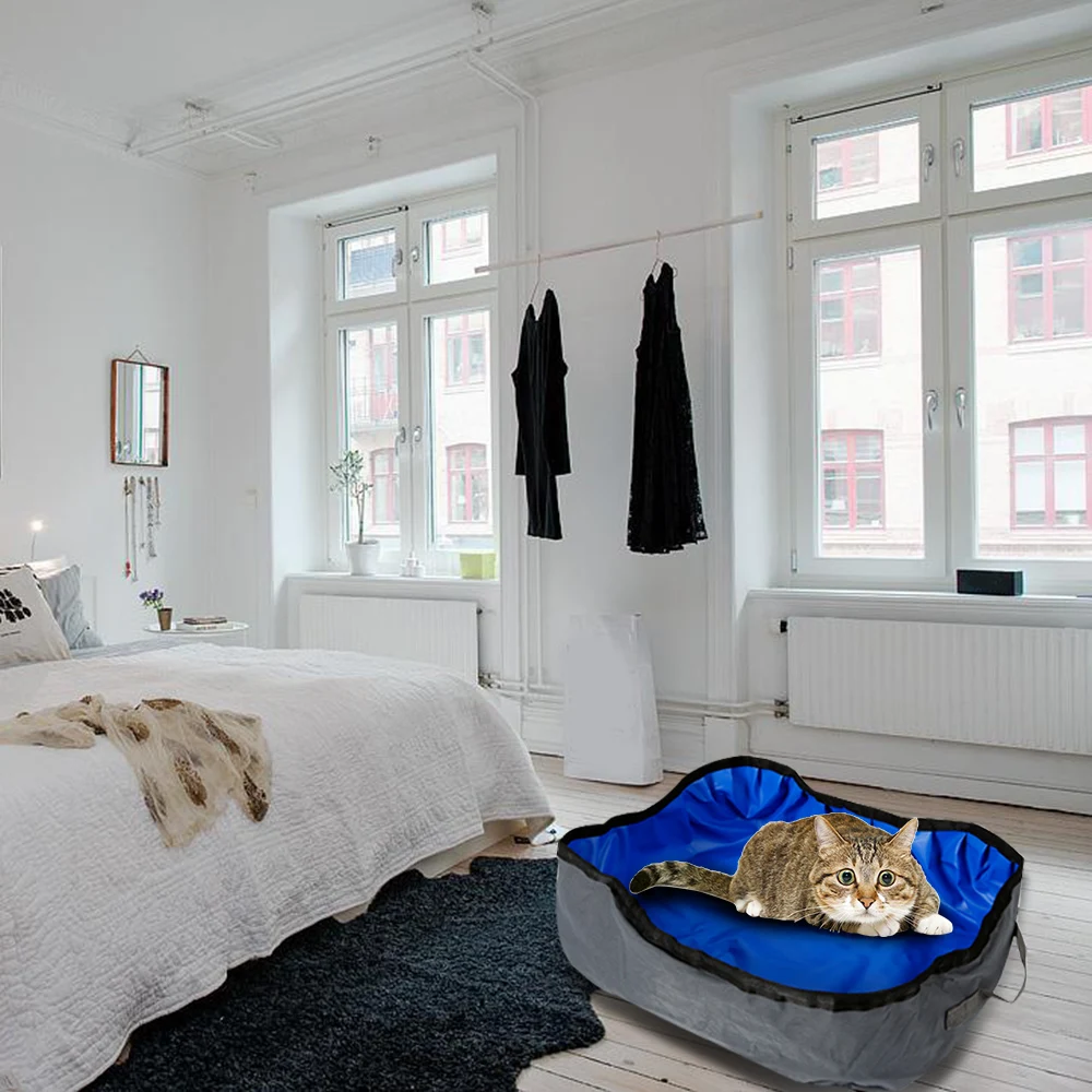 Портативное постельное белье для кошек, походная коробка для кошачьего туалета, складная подстилка для кошачьего туалета Oxford Puppy Kitten, складная унитаз