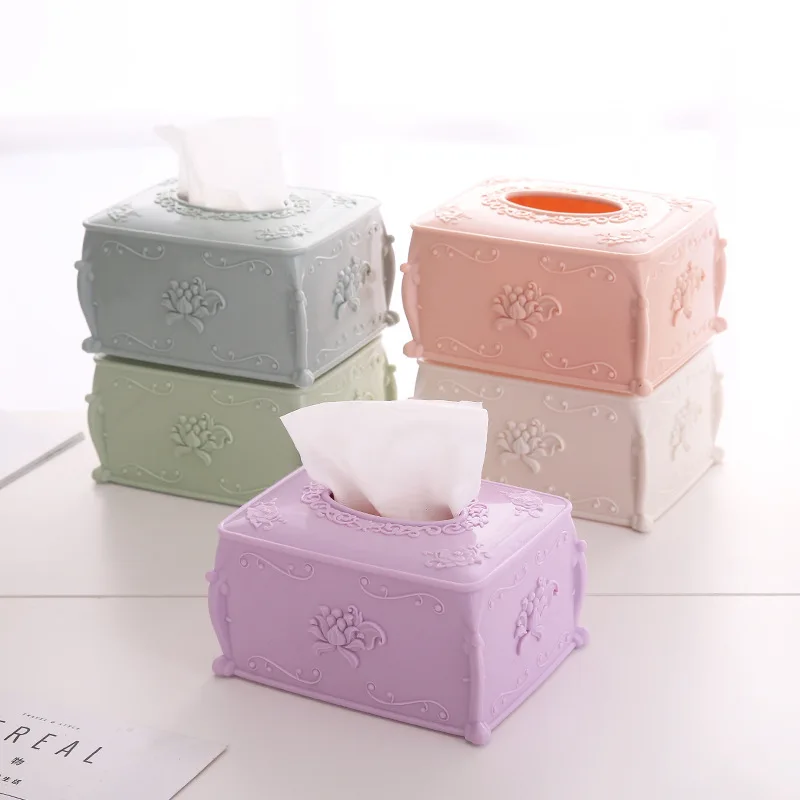 

Rectangular tissue box North European household living room carved coffee table desktop roll paper cashier box
