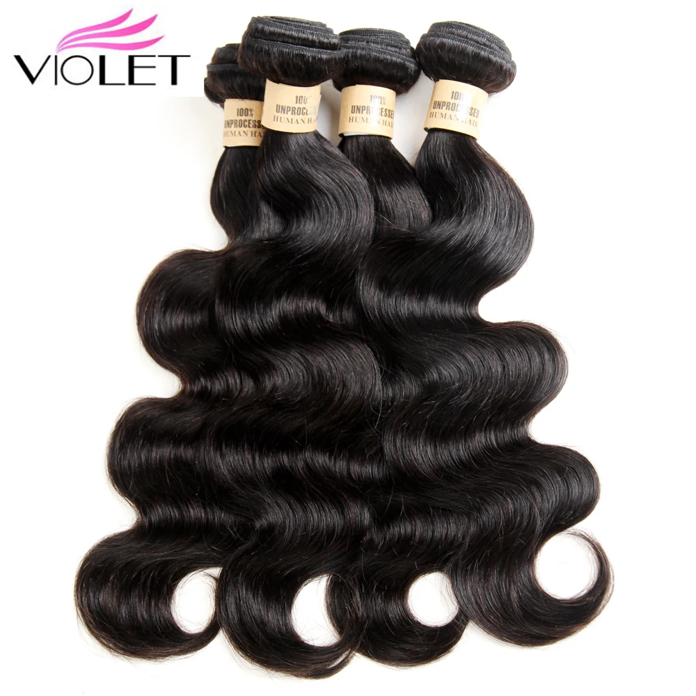 VIOLET Peruvian Body Wave Hair Bundles Non Remy Human Hair Weave Extensions Natual Color 8-26 Inch Hair Extensions