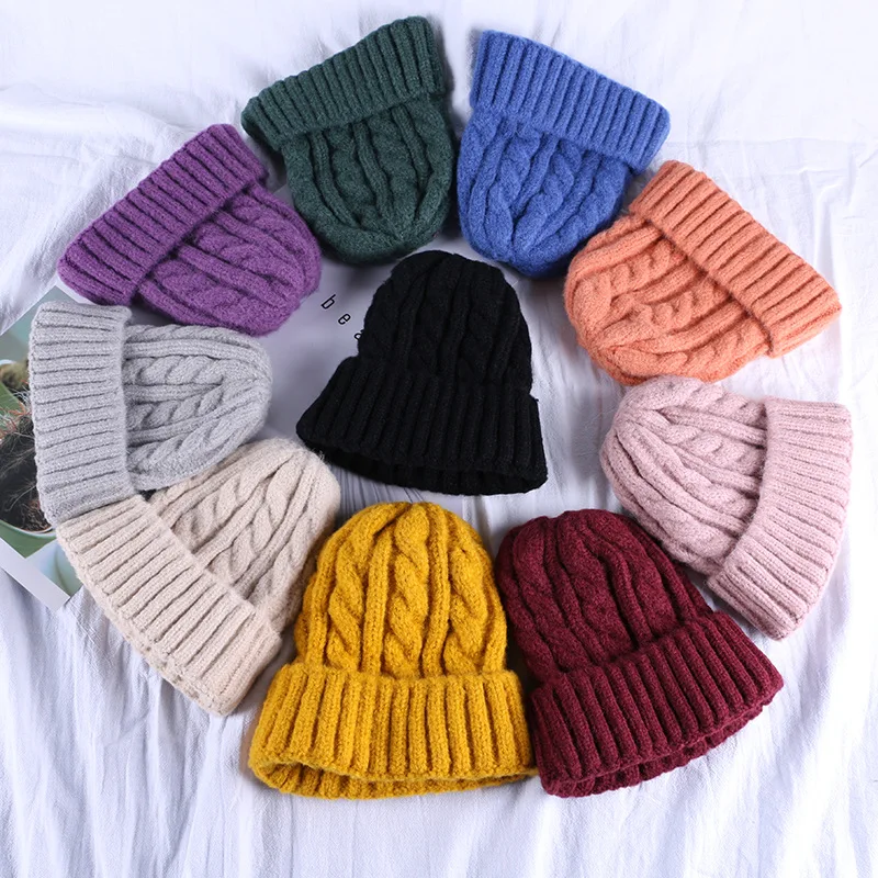 Повседневная зимняя шапка, вязаная шапочка для женщин, модная теплая ручная шерсть, наушники, мягкие шапки, кепки для девочек, высокое качество, женская