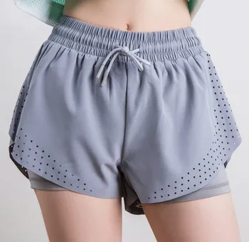 

Summer 2020 Anti-glare Shorts Ladies Double Fake Two Pieces Quick-drying Shorts Women
