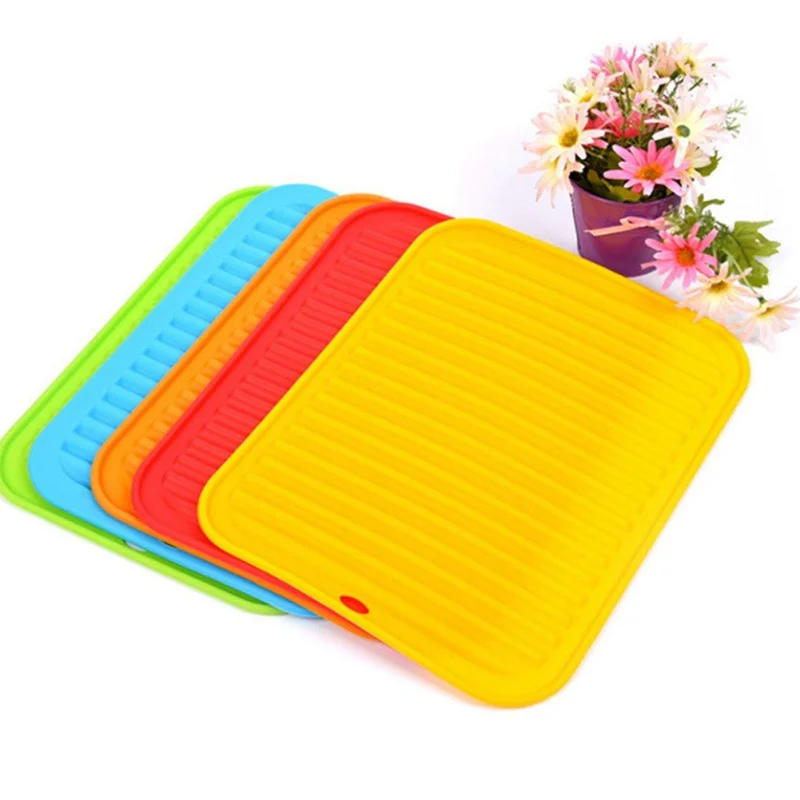 Ilicone квадратный коврик для сушки посуды премиум-класса, термостойкая посуда для посуды, прочный коврик для посуды, Настольный коврик