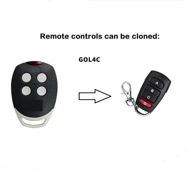 

50pcs The remote for GOL4C garage door opener clone remote control fixed code 433MHz transmitter garage command free shipping