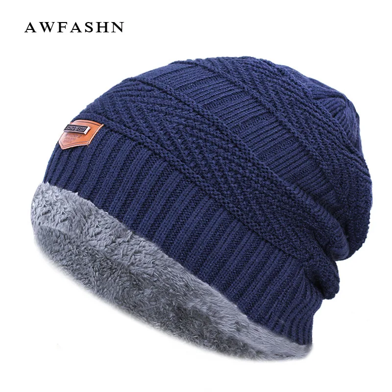 

2019 Men Beanies Knit Hat Winter Cap Knitte d Cap Boys Thicken Hedging Cap Balaclava Skullies Fashion Soft Warm Beanie Bone Male