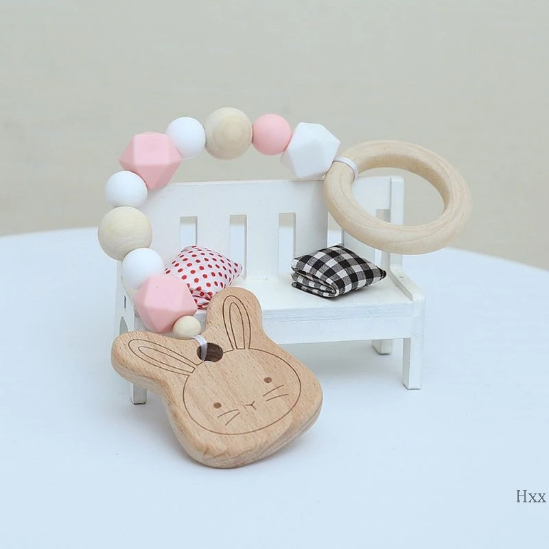 Детский DIY мультфильм пустышка Клип цепь деревянный Прорезыватель дети младенцы Подвеска по тематике «тренажерный зал»
