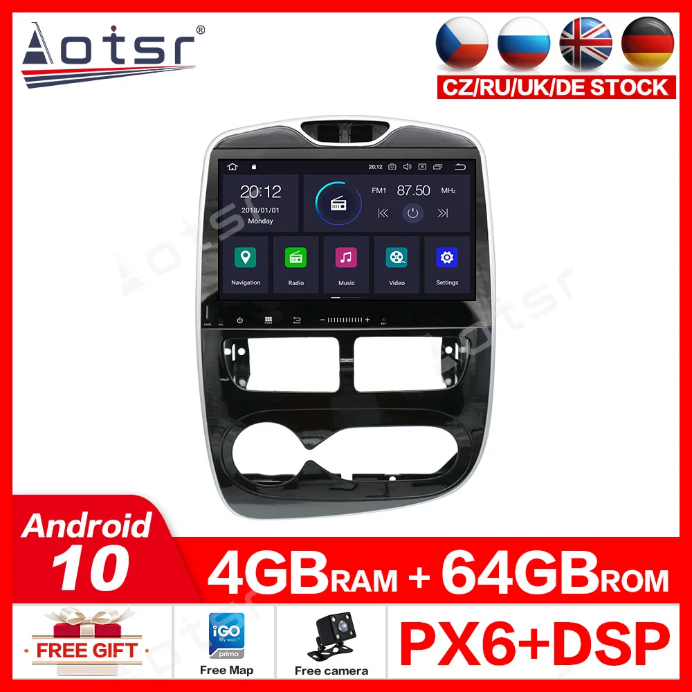 For px6 Android 10.0 Car DVD Player Renault Clio 2013-2016 multimedia auto radio stereo receiver Head unit and free built in map |