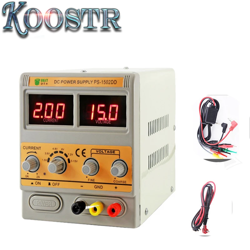 

Best 1502DD Adjustable DC Power Supply 0-2A 15V Digital Display Phone Repair Power Supply Continuous Conductive DC Regulator