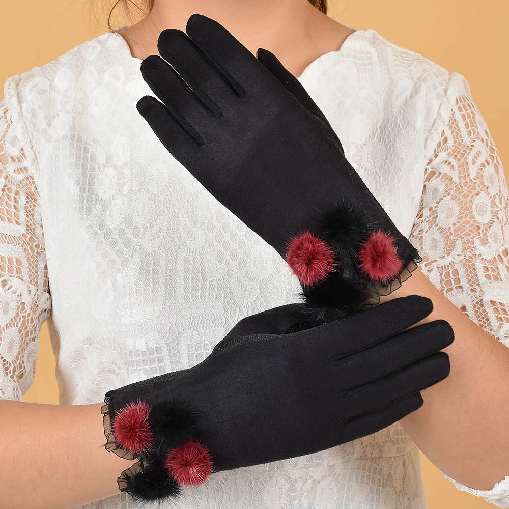 Новинка плюс бархатная перчатка для женщин повседневные перчатки женские теплые полный палец зимняя элегантная одежда женские наручные