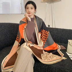 Luxury Brand Pashmina Cashmere Scarf lady Winter Shawls Warm Blanket Lady Design Print Plaid Thick Bufanda Scarves Stoles